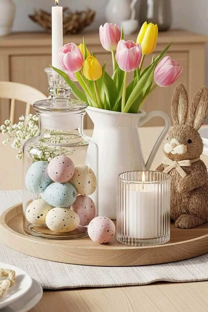 easter candles coffee table decor