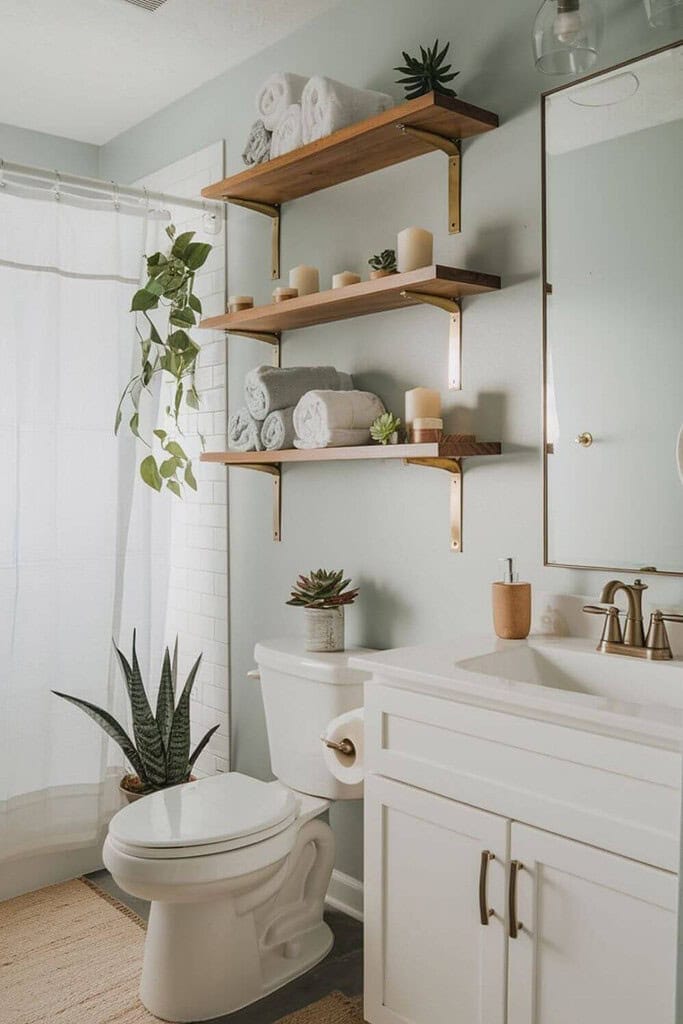 open shelving above toilet